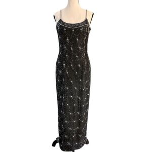 Vintage Papell Boutique Black & Silver Fully Beaded Gown Sz.8